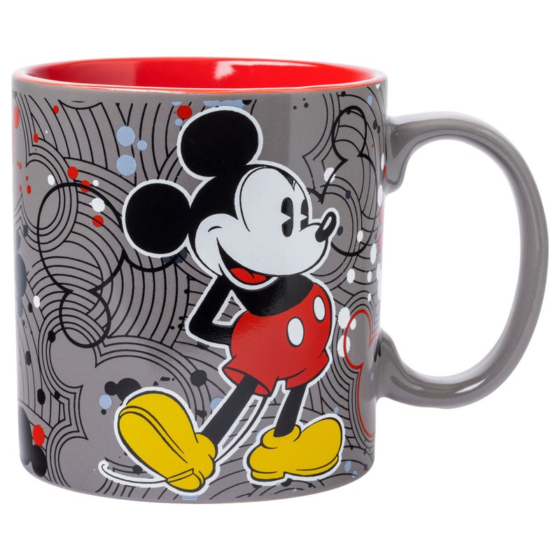 Silver Buffalo Disney Mickey Mouse Pattern Vintage Ceramic Coffee Mug  20 Ounces - Image 1